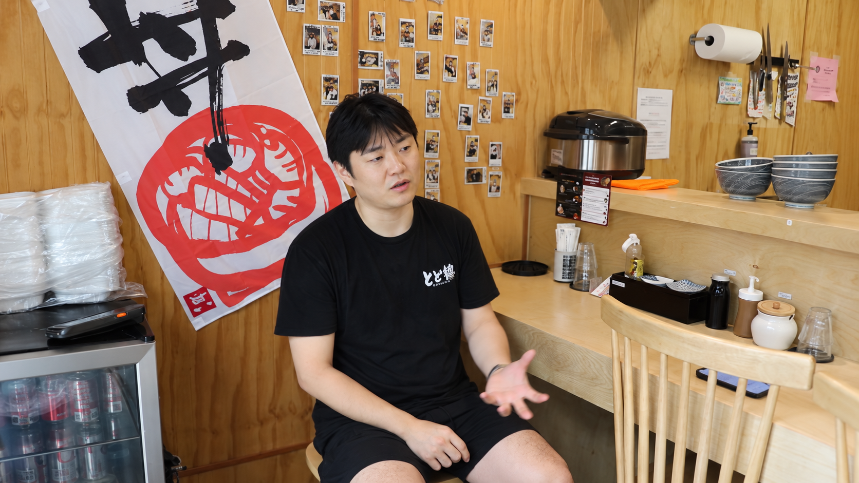 A moment from the interview at Totoya Piikoi.
