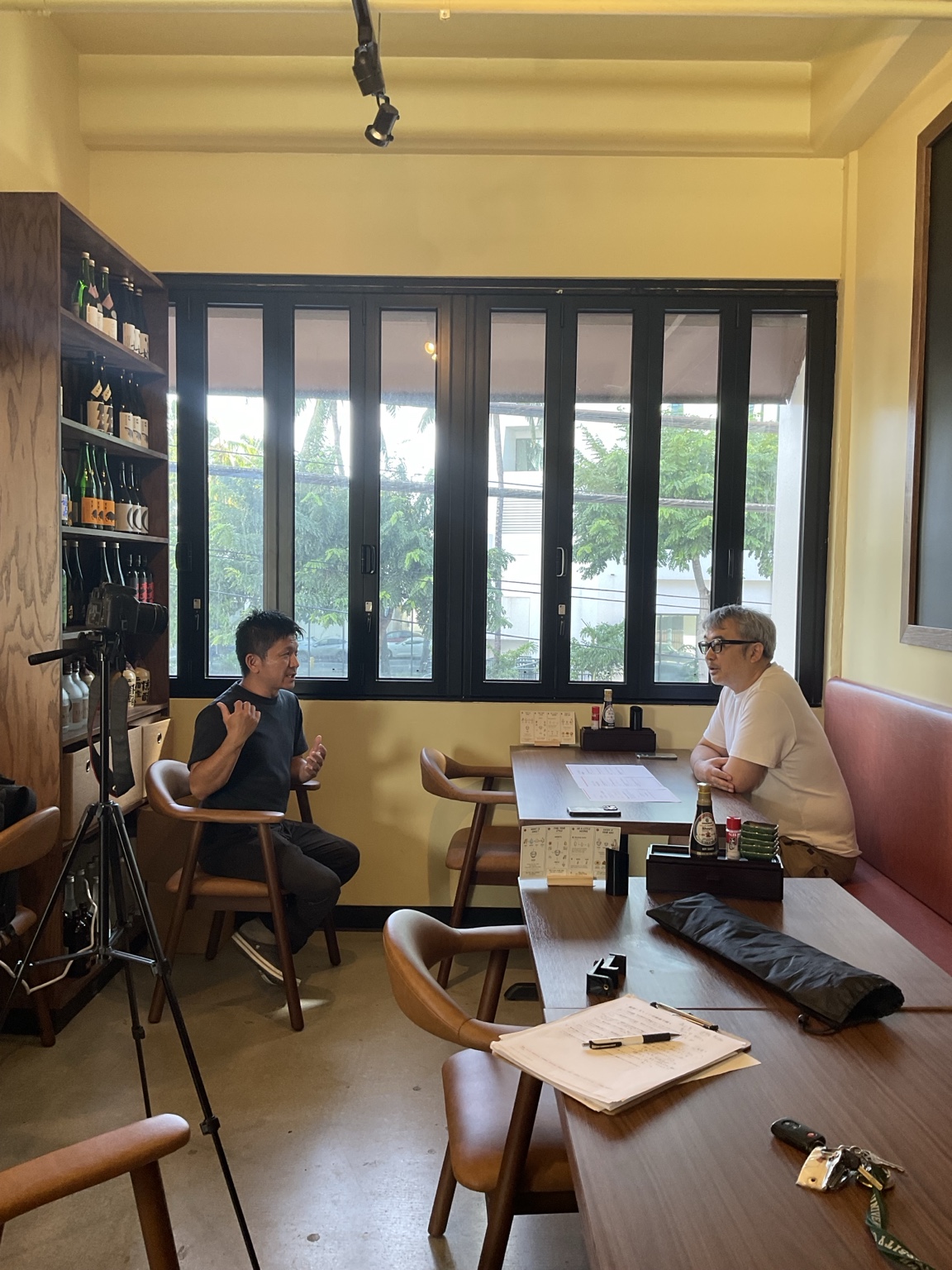 A conversation during an interview.