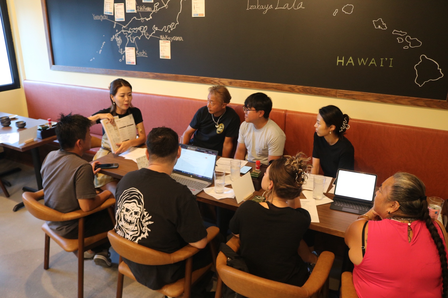 Preparing together at orientation.