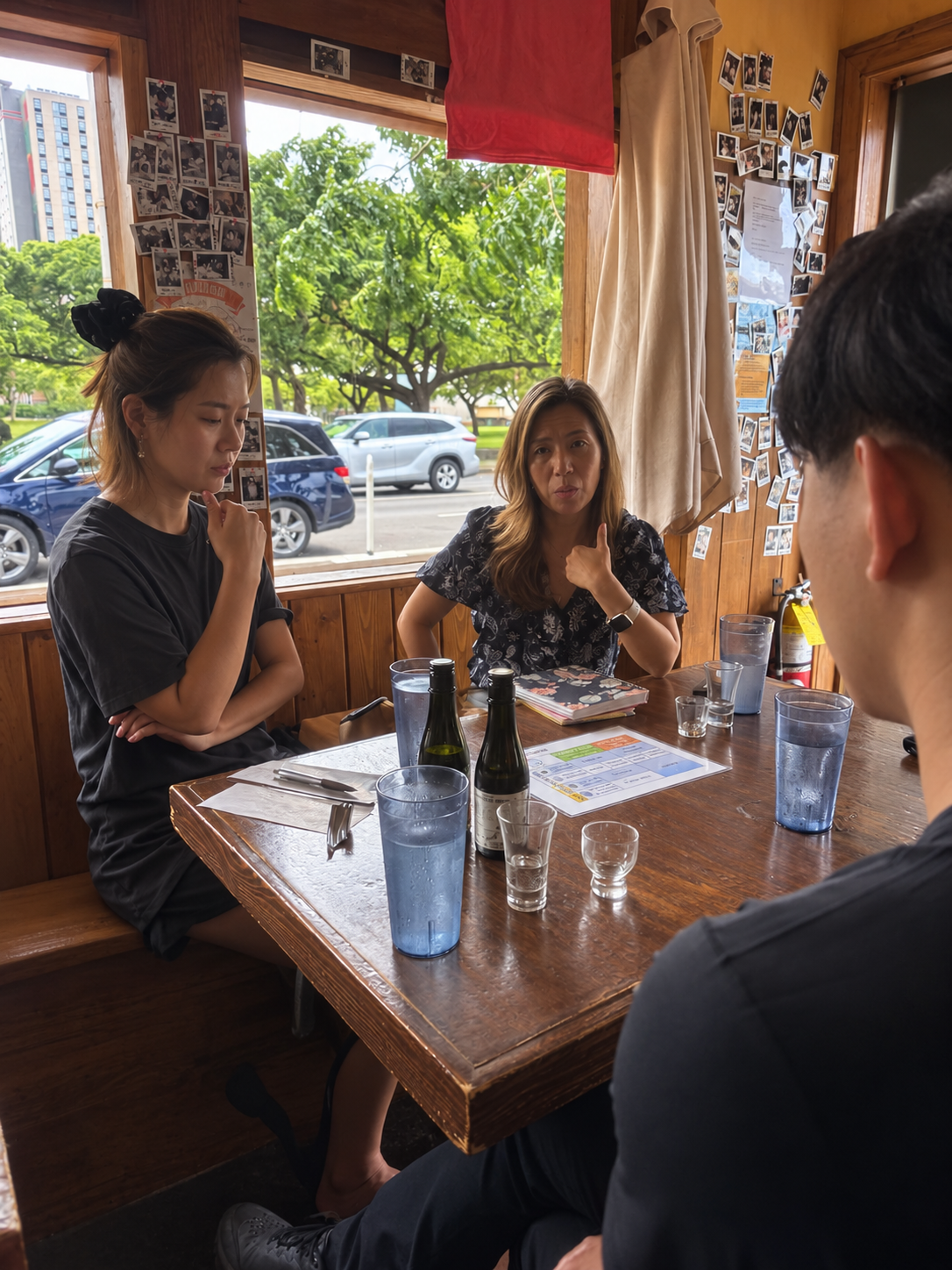 Bottles, tasting glasses, and plenty of questions.